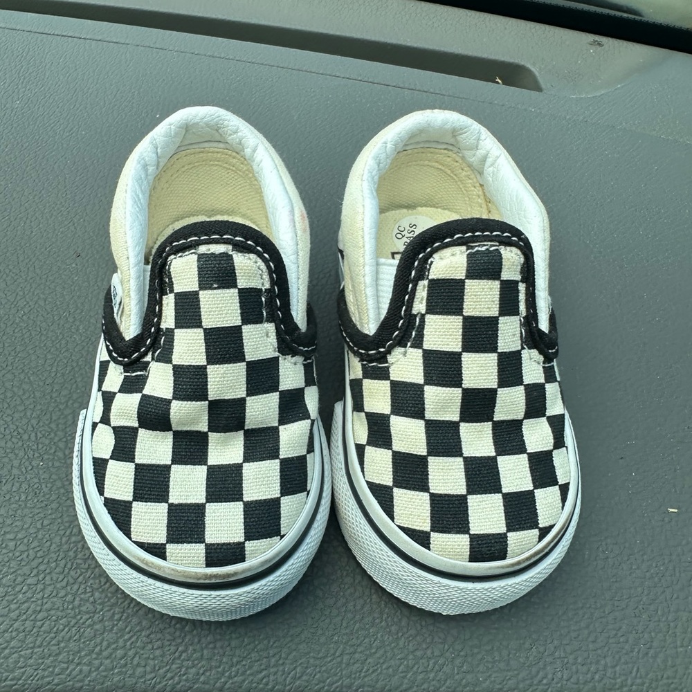 Vans Black and White Checkered Sneakers infants 2